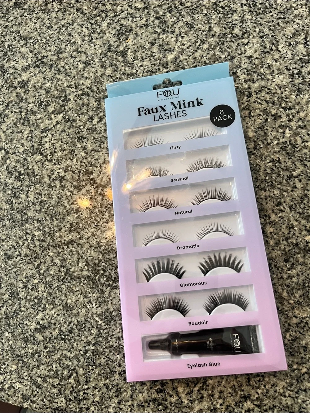 Faux Mink 6-Pack False Eyelashes Set with Glue - Black